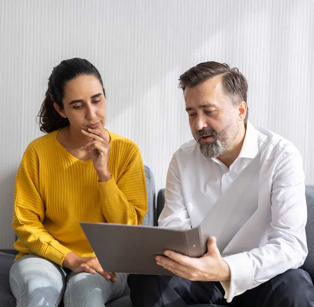 Customer working with worker