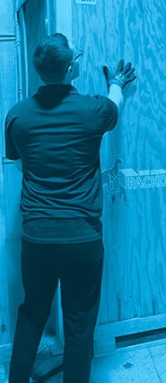 Worker inspecting boarded box