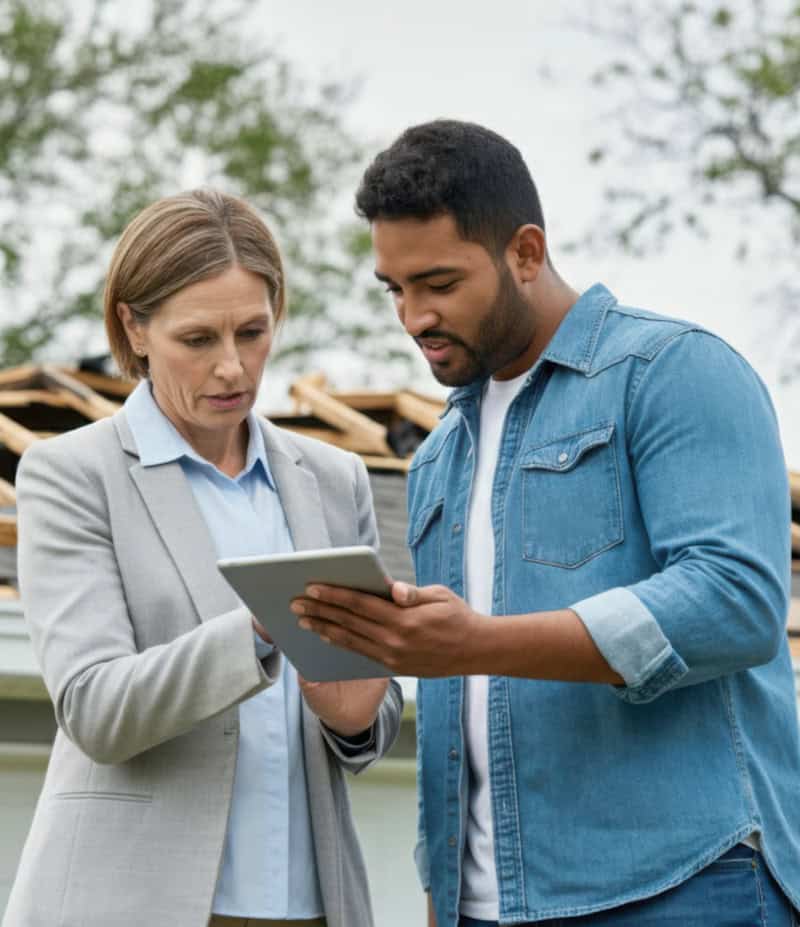 Customer with worker