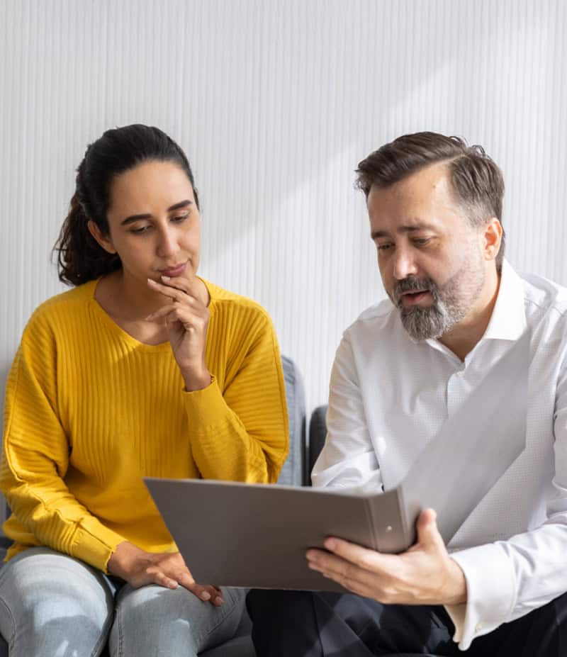Customer working with worker