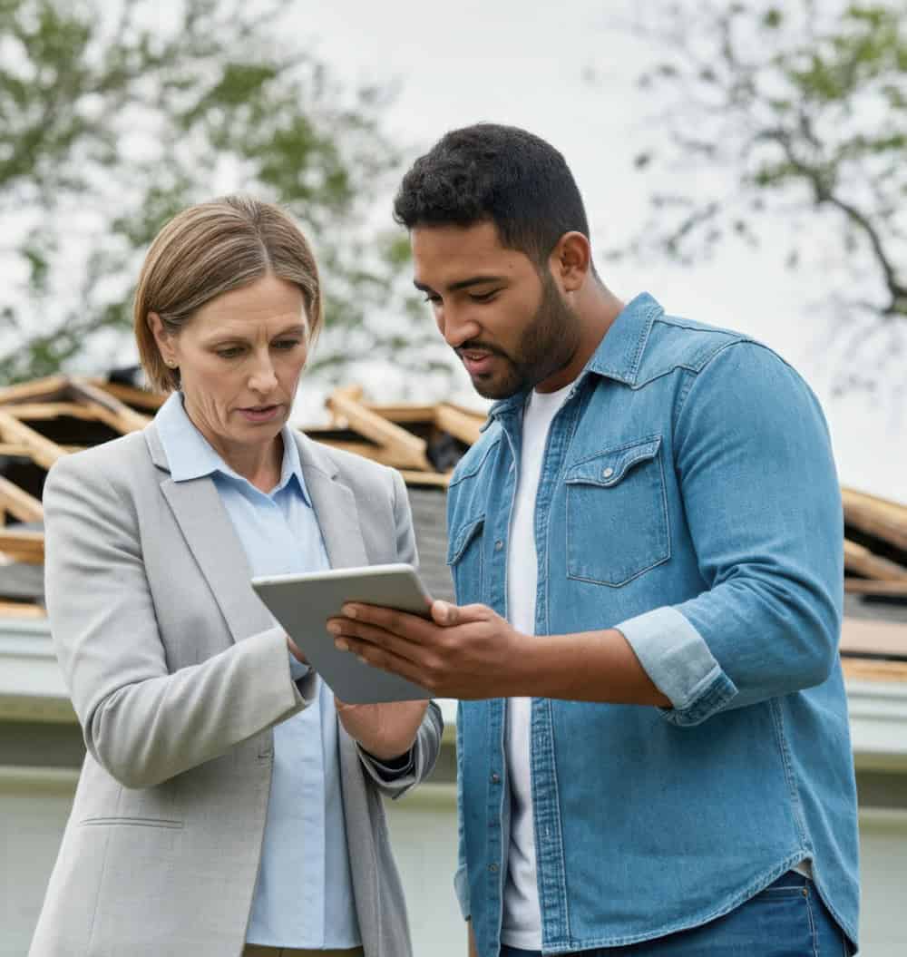 Customer with worker